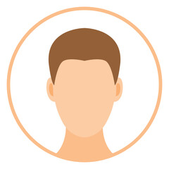 Male faceless avatar flat round icon isolated on white background