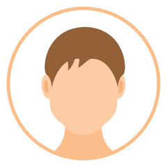 Male faceless avatar flat round icon isolated on white background
