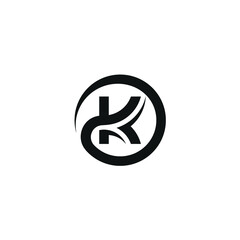 Initials Letter K Circle Logo Design, Abstract Pointed Concept, Company Business Symbol Icon.