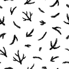 Seamless pattern with fir branches and twigs.