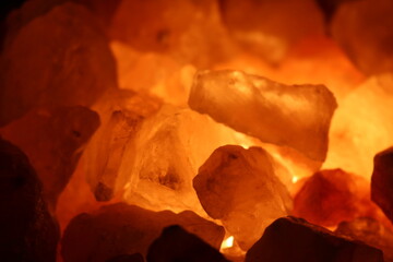 light shining through the Himalayan salt stone