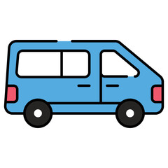 A flat design icon of road transport, minivan vector