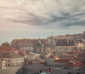 Fototapeta premium Travel to Dubrovnik, Hrvatska. Rector's Palace in Dubrovnik is one of the main attractions in Croatia. Most people visit the old town filled with restaurants, museums, ancient palaces and cathedrals.