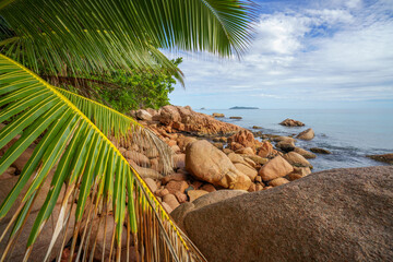 tropical beach at anse lazio on praslin, seychelles