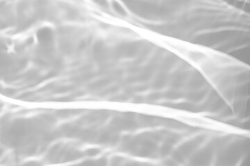 Blurred defocused water texture overlay effect for photo and mockups. Organic drop diagonal shadow and light caustic effect on a white wall. Shadows for natural light effects