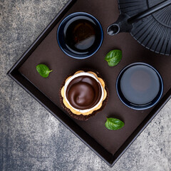  japanese cups of tea and teapot