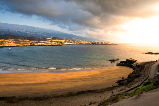 The beach of "El Por&iacute;s de Arico" at sunrise, in Tenerife island (Canary Islands, Spain)