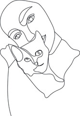 Girl And Cat Line Drawing. Woman And Pet One Line Art. Hand Drawn Vector Illustration.
Continuous Line Art. Trendy Print. Hand Drawn Quick Sketch.
