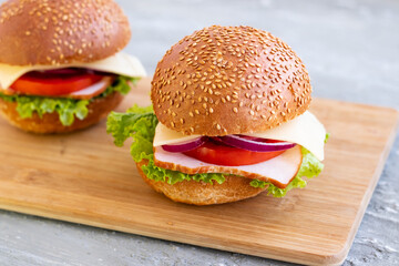 hamburger on table