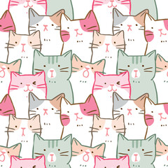 Obraz premium Seamless Pattern of Cartoon Cat Illustration Design