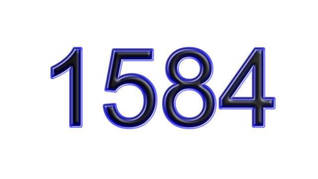 blue 1584 number 3d effect white background