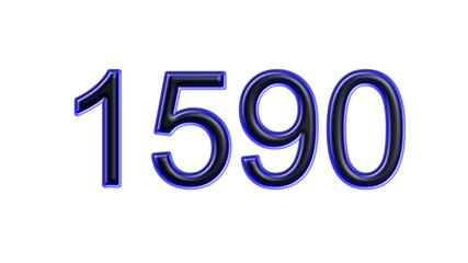 blue 1590 number 3d effect white background