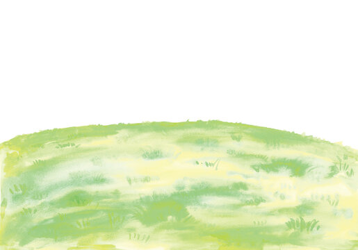 水彩　緑の丘のイラスト