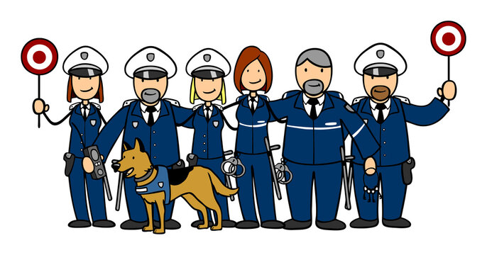 police officers in blue uniforms with dog clip art preview