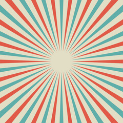 Obraz premium Sunlight retro wide horizontal background. Pale red and beige color burst background.