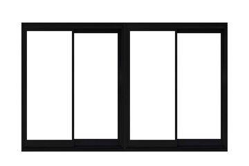 Black sliding aluminum window frame isolated on a white background