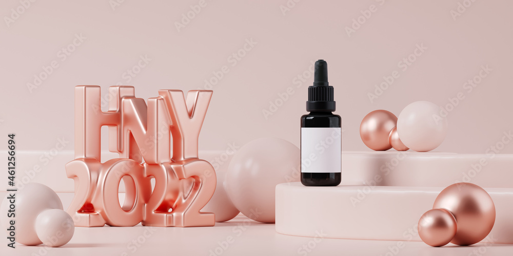 Poster winter mockup concept for product presentation. blue and pink gradient podium and pink cloud scene. 