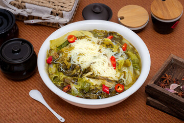 Classic Chinese food pickled cabbage vermicelli soup