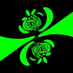 unspoken communication concept from curved doodle cartoon cyclone style bright green and black illustration