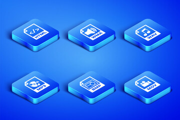 Set MOV file document, HTML, BMP, MP3, WMA and WAV icon. Vector