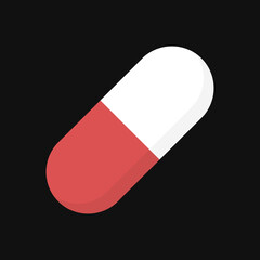 Flat medical pills icon on grey background