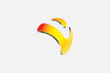 The letter V has made a logo in 3D shape