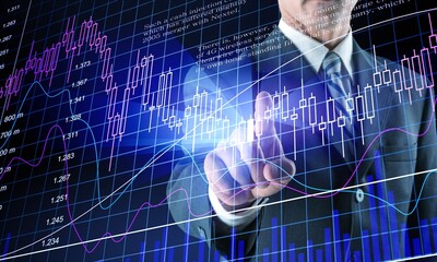 Business analysis, trading concept, Businessman, finance analyst analyzing financial graph,