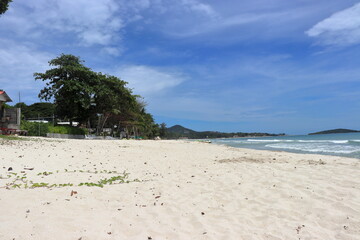 Chaweng Beach in Koh Samui in Thailand lonely during corona pandemic.