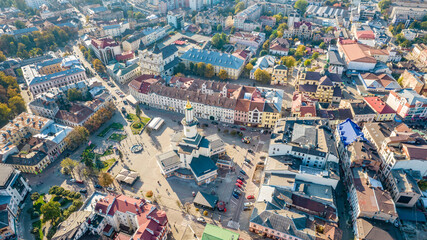 Top view of the historic center of Ivano-Frankivsk, Ukraine