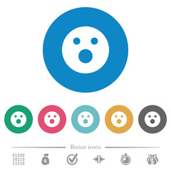 Shocked emoticon solid flat round icons