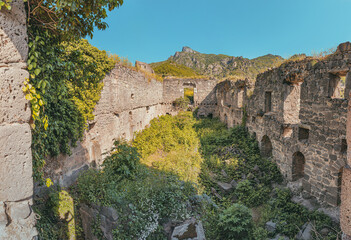 Ruins of a monastery or fortress buildings of Akhtala (10th century) in the north of Armenia. A popular tourist and religious attraction.