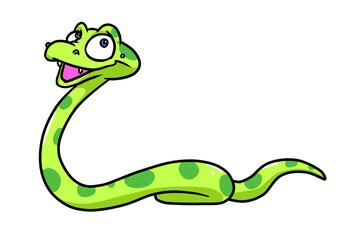 Naklejka premium Green beautiful little snake happiness smile illustration