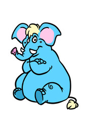 Blue elephant character smile happiness illustration