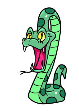 Predatory dangerous snake mouth attack illustration