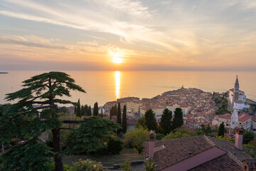 stunning sunset view from the piran city walls Piransko obzidje