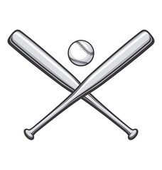 classic vintage baseball bats crossed with baseball