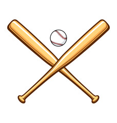 classic wooden baseball bats crossed with ball