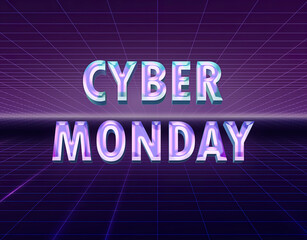 Cyber Monday. Banner for sale. 3D text. Cyber Monday Sale text.