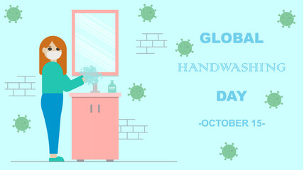 Global Handwashing Day  15 October Illustration. 