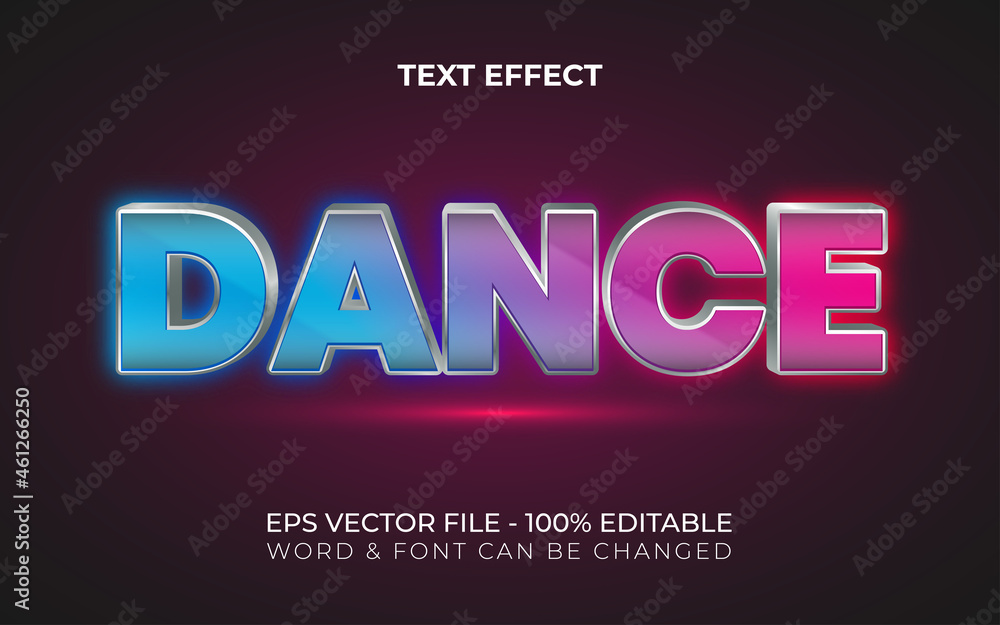 Poster dance text effect colorful style. editable text effect.