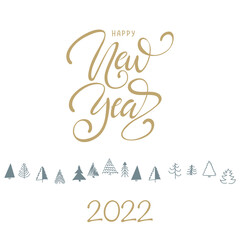 New Year hand Lettering  Inscription to winter holiday design, Calligraphic. Christmas Xmas and Happy New Year Greeting Card, banner