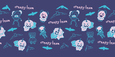 Vector halloween border cartoon seamless pattern