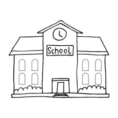 School building in doodle style. Isolated on white background. School building draw icon vector illustration graphic design
