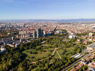 Aerial view of Sofia city, capital of Bulgaria