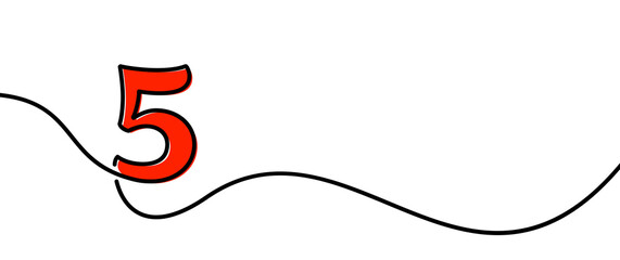 Single line drawn five 5 number.