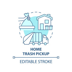 Home trash pickup blue concept icon. Waste collection and disposal abstract idea thin line illustration. Garbage management. Rubbish transfer. Vector isolated outline color drawing. Editable stroke © bsd studio