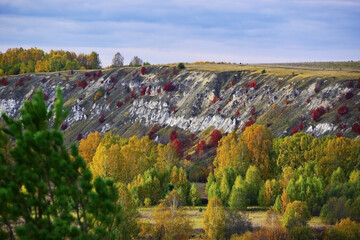 Mountain Gray Stone on the right slope of the Sylva river valley in the Kungur region