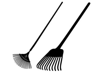 Garden big rake. Vector image.