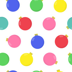 Cute cartoon art Christmas balls seamless pattern