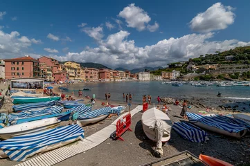 Foto auf Glas The famous Bay of Silence beach in Sestri Levante, Liguria, Italy, on a sunny day © Marco Taliani